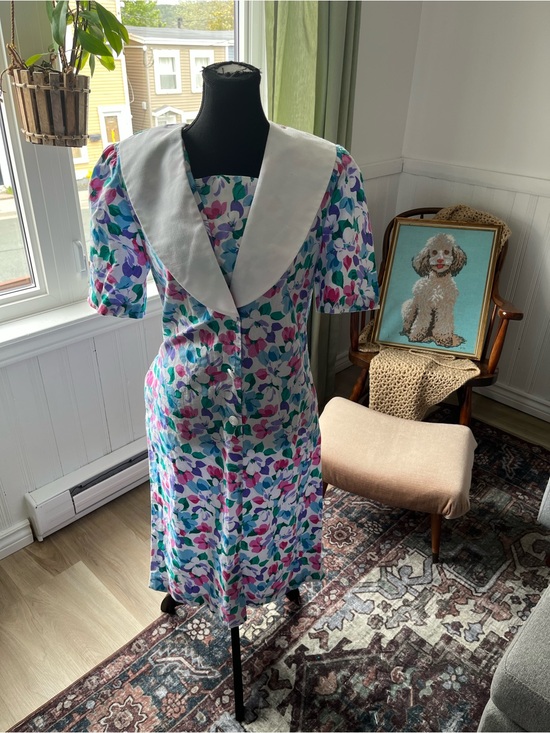 Dresses & Skirts - Women’s Vintage Cotton Floral Summers Dress Sailor Collar Cottagecore M/L